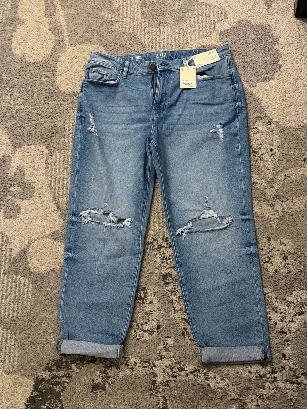 a.n.a Light Blue Distressed Boyfriend Jeans size 12